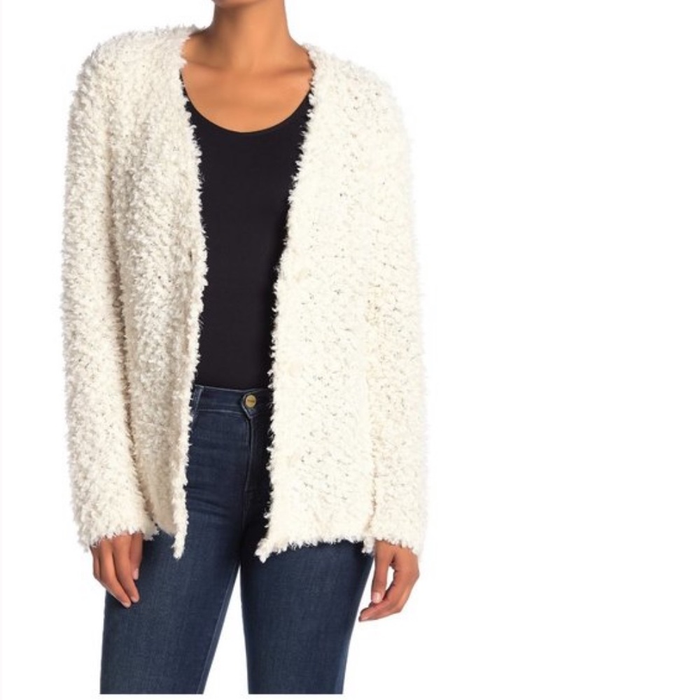 Fluffy White Cardigan
